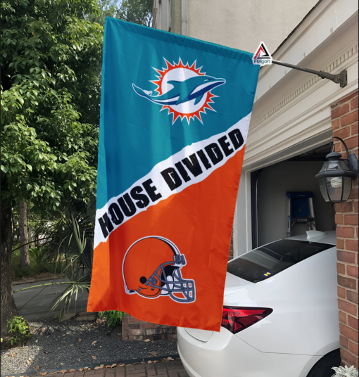 Dolphins vs Browns House Divided Flag, NFL House Divided Flag