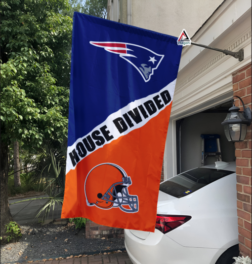 Patriots vs Browns House Divided Flag, NFL House Divided Flag