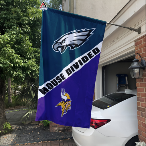 Eagles vs Vikings House Divided Flag, NFL House Divided Flag