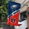 Philadelphia Eagles vs Cleveland Browns House Divided Flag, NFL House Divided Flag