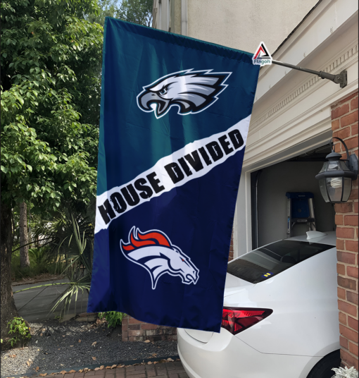 Eagles vs Broncos House Divided Flag, NFL House Divided Flag