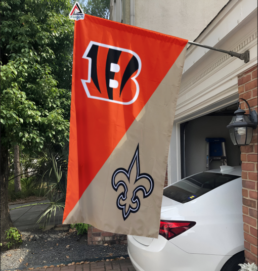 Bengals vs Saints House Divided Flag, NFL House Divided Flag