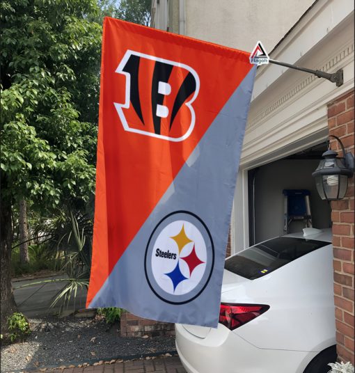 Bengals vs Steelers House Divided Flag, NFL House Divided Flag