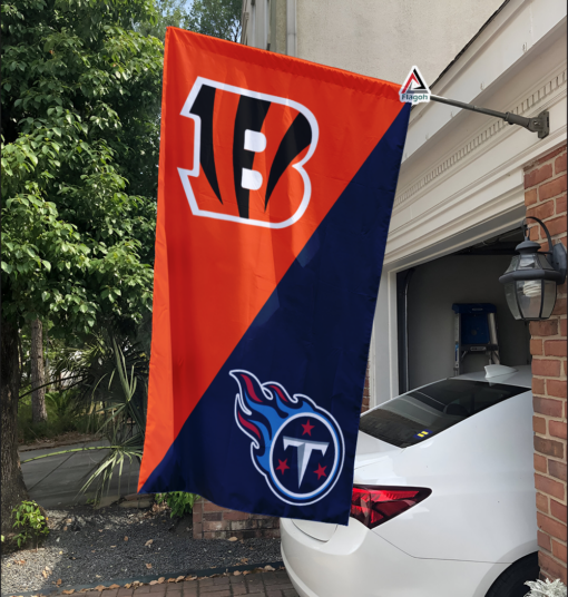 Bengals vs Titans House Divided Flag, NFL House Divided Flag