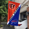 Cincinnati Bengals vs Buffalo Bills House Divided Flag, NFL House Divided Flag