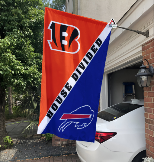 Bengals vs Bills House Divided Flag, NFL House Divided Flag