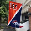 Cincinnati Bengals vs Denver Broncos House Divided Flag, NFL House Divided Flag