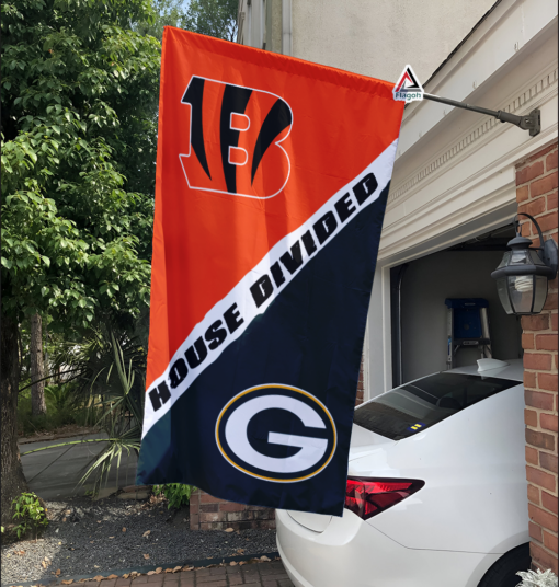 Bengals vs Packers House Divided Flag, NFL House Divided Flag