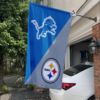 Detroit Lions vs Pittsburgh Steelers House Divided Flag, NFL House Divided Flag