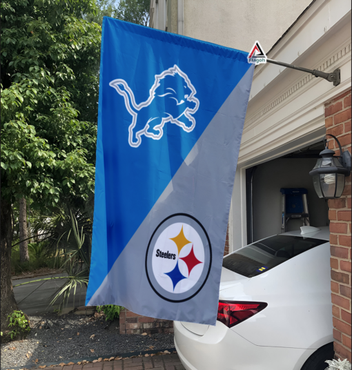 Lions vs Steelers House Divided Flag, NFL House Divided Flag