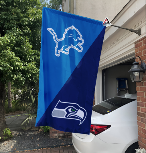 Lions vs Seahawks House Divided Flag, NFL House Divided Flag