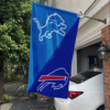 Detroit Lions vs Buffalo Bills House Divided Flag, NFL House Divided Flag