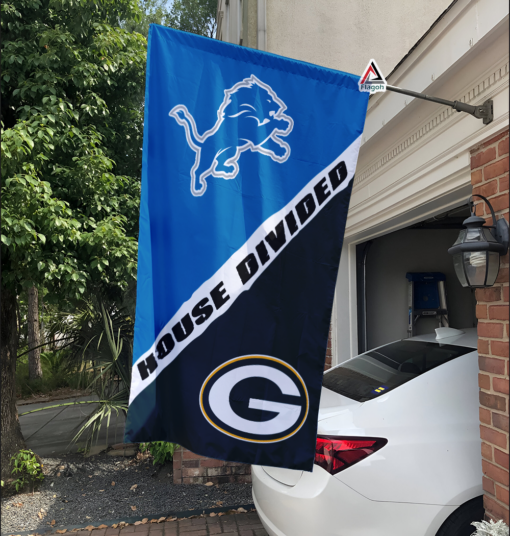 Lions vs Packers House Divided Flag, NFL House Divided Flag