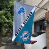 Detroit Lions vs Miami Dolphins House Divided Flag, NFL House Divided Flag