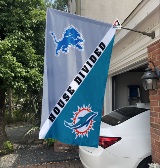 Lions vs Dolphins House Divided Flag, NFL House Divided Flag