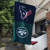 Houston Texans vs New York Jets House Divided Flag, NFL House Divided Flag