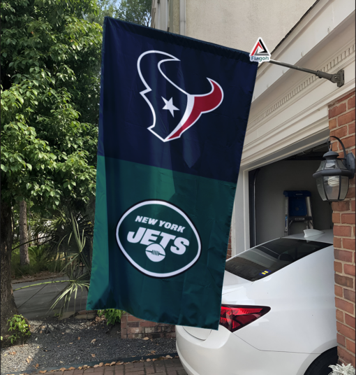 Texans vs Jets House Divided Flag, NFL House Divided Flag