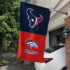 Houston Texans vs Denver Broncos House Divided Flag, NFL House Divided Flag