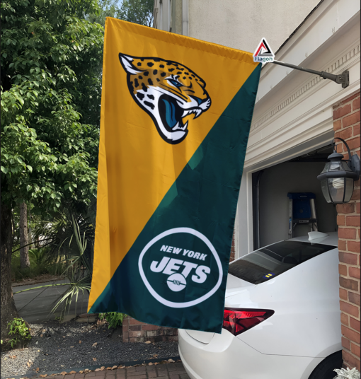 Jaguars vs Jets House Divided Flag, NFL House Divided Flag