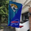 Jacksonville Jaguars vs Buffalo Bills House Divided Flag, NFL House Divided Flag