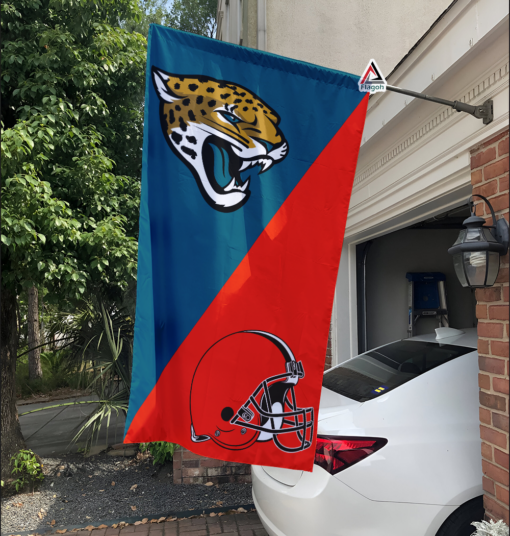 Jaguars vs Browns House Divided Flag, NFL House Divided Flag