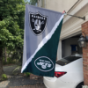 Las Vegas Raiders vs New York Jets House Divided Flag, NFL House Divided Flag