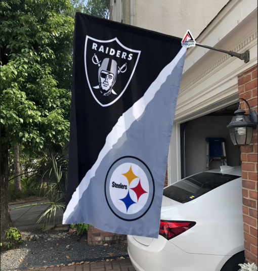 Raiders vs Steelers House Divided Flag, NFL House Divided Flag