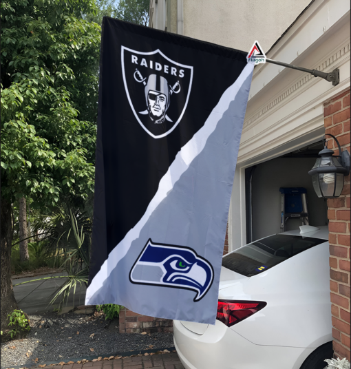 Raiders vs Seahawks House Divided Flag, NFL House Divided Flag
