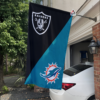 Las Vegas Raiders vs Miami Dolphins House Divided Flag, NFL House Divided Flag