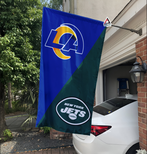 Rams vs Jets House Divided Flag, NFL House Divided Flag