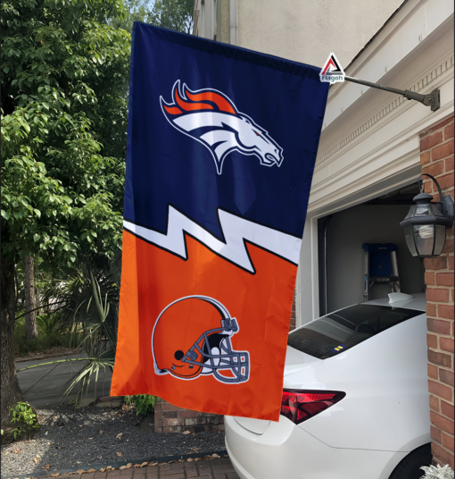 Broncos vs Browns House Divided Flag, NFL House Divided Flag