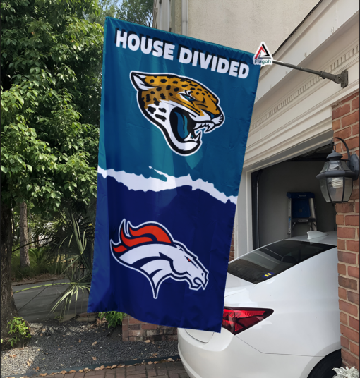 Jaguars vs Broncos House Divided Flag, NFL House Divided Flag