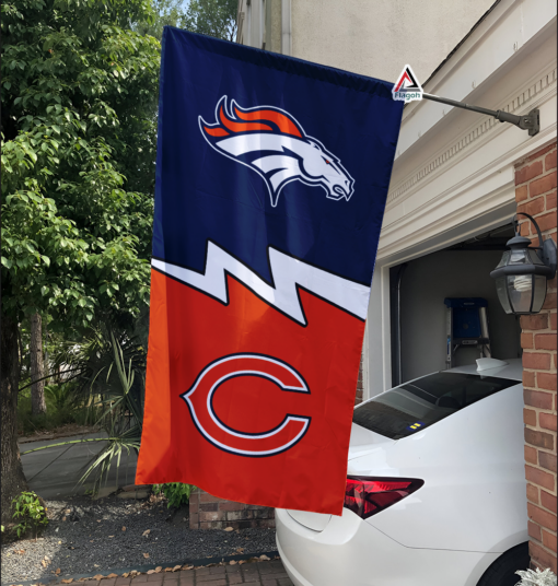 Broncos vs Bears House Divided Flag, NFL House Divided Flag