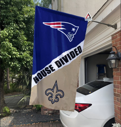 Patriots vs Saints House Divided Flag, NFL House Divided Flag