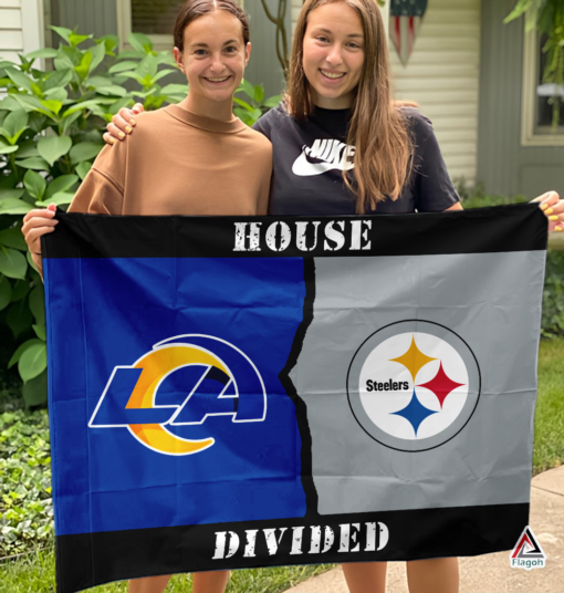 Rams vs Steelers House Divided Flag, NFL House Divided Flag