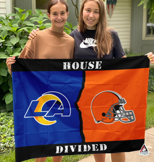 Rams vs Browns House Divided Flag, NFL House Divided Flag