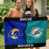 Los Angeles Rams vs Miami Dolphins House Divided Flag, NFL House Divided Flag