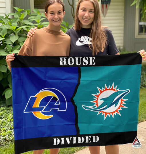 Rams vs Dolphins House Divided Flag, NFL House Divided Flag