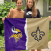 Minnesota Vikings vs New Orleans Saints House Divided Flag, NFL House Divided Flag