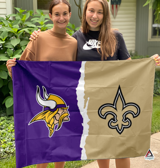 Vikings vs Saints House Divided Flag, NFL House Divided Flag