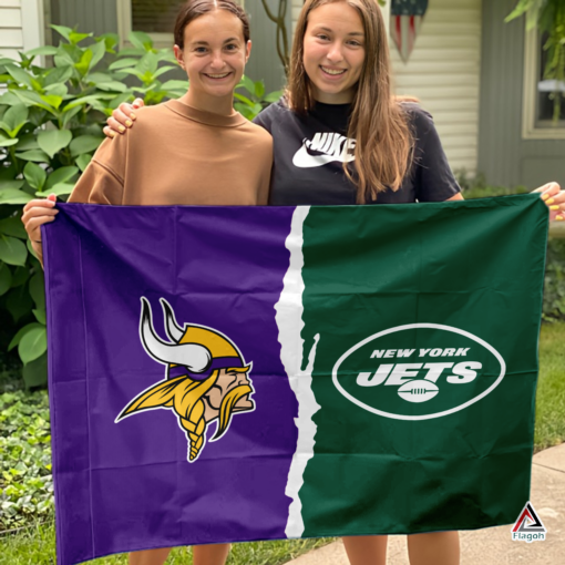 Vikings vs Jets House Divided Flag, NFL House Divided Flag