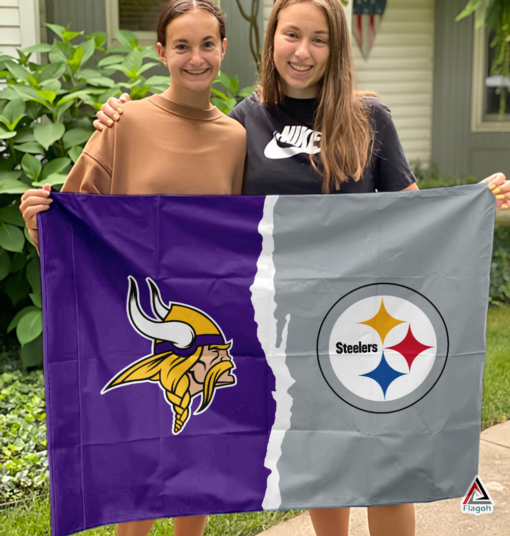 Vikings vs Steelers House Divided Flag, NFL House Divided Flag