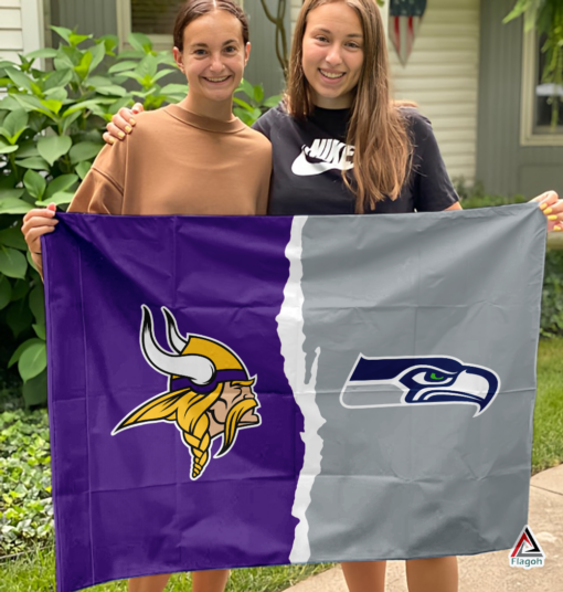 Vikings vs Seahawks House Divided Flag, NFL House Divided Flag