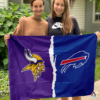 Minnesota Vikings vs Buffalo Bills House Divided Flag, NFL House Divided Flag
