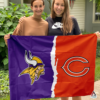 Minnesota Vikings vs Chicago Bears House Divided Flag, NFL House Divided Flag