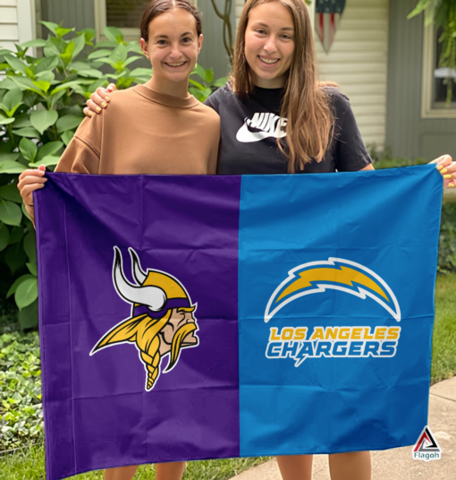 Vikings vs Chargers House Divided Flag, NFL House Divided Flag
