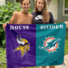 Minnesota Vikings vs Miami Dolphins House Divided Flag, NFL House Divided Flag