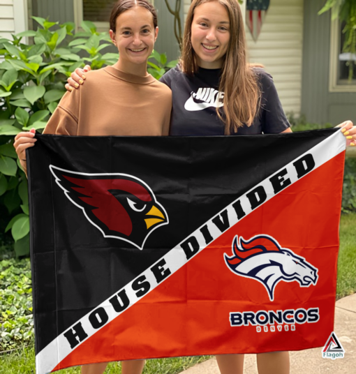 Cardinals vs Broncos House Divided Flag, NFL House Divided Flag