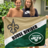 New Orleans Saints vs New York Jets House Divided Flag, NFL House Divided Flag