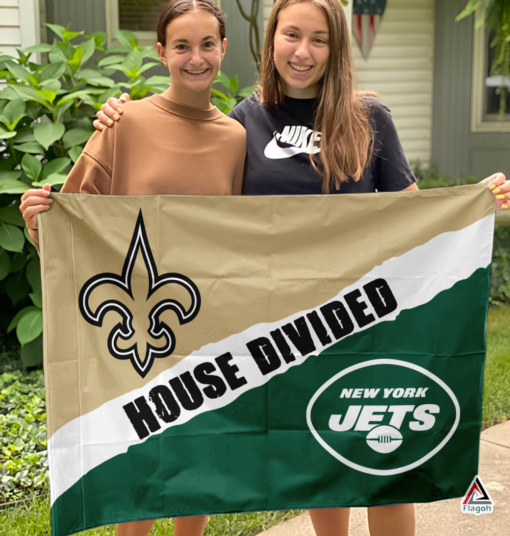 Saints vs Jets House Divided Flag, NFL House Divided Flag